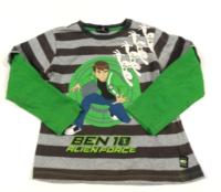Šedo-hnědo-zelené pruhované triko s Benem zn. Mothercare