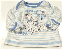 Bílo-modré pruhované triko s dalmatinky zn. George + Disney