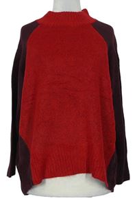 Dámský červeno-vínový svetr se stojáčku zn. M&Co