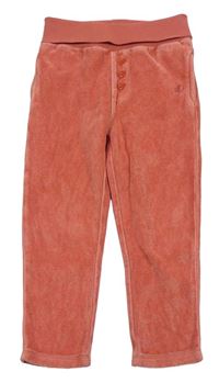 Růžové sametové kalhoty s knoflíčky zn. S. Oliver