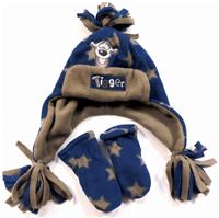 2set- modro-béžová fleecová čepička s Tygrem a hvězdičkami+ rukavičky zn. Disney
