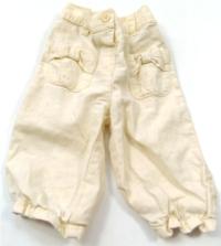 Světležluté 7/8lněné kalhoty s mašličkami 