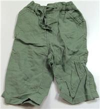 Zelené lněné kalhoty 