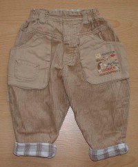 Hnědé manžestrové kalhoty s obrázky