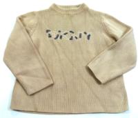 Béžový svetr s logem zn. DKNY