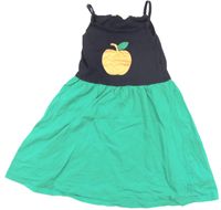 Zeleno-tmavomodré letní šatičky s jablíčkem zn. H&M