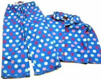 Modré flanelové pyžamo s puntíky