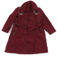 Švestkový vlněný podzimní kabátek s límečkem a páskem zn. Mothercare