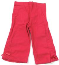 Růžové 7/8 plátěné kalhoty s mašličkami zn. George 