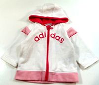 Bílo-růžová propínací mikina zn. Adidas
