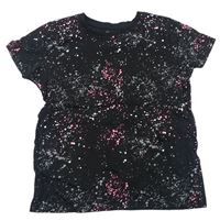 Černo-růžovo-šedé vzorované tričko zn. Primark