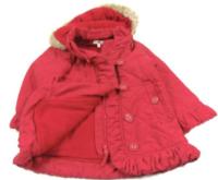 Červený šusťákový zimní kabátek s kapucí zn. Marks&Spencer 