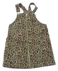 Zelené riflové propínací šaty s leopardím vzorem zn. Matalan