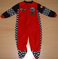 Červeno-černá fleecová kombinézka s nášivkami "závodník F1" zn. Mothercare