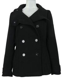 Dámský černý flaušový krátký kabát zn. H&M