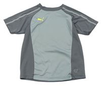 Šedo-tmavošedé sportovní funkční tričko s logem zn. Puma