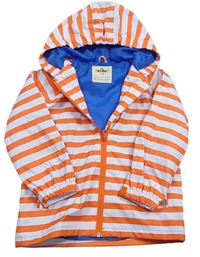 Oranžovo-bílá pruhovaná nepromokavá jarní bunda s kapucí zn. Kuniboo