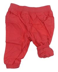Malinové plátěné podšité kalhoty s úpletovým pasem zn. C&A