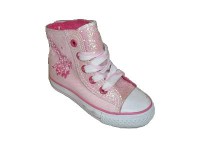 Outlet - Růžové plátěné botasky s kytičkami zn. Adams vel. 27