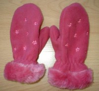 Růžové fleecové rukavičky s kytičkami zn. Baby Mac