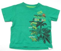 Zelené tričko s palmou a zvířátky zn.Mothercare