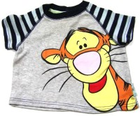 Šedé tričko s tygrem a pruhovanými rukávy zn.George
