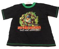 Černo-zelené tričko s Želvami Ninja zn. Nickelodeon 