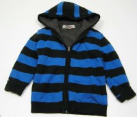 Modro- černý pruhovaný zateplený svetřík s kapucí 