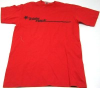 Červené tričko s nápisem vel. 140/152 cm