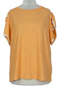 Dámské oranžové tričko s ozdobným lemováním zn. Shein 
