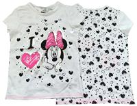 Nové - Bílé tričko s Minnií a srdíčky zn. George+Disney 