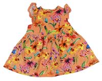 Korálovo-barevné květované bavlněné šaty zn. Next