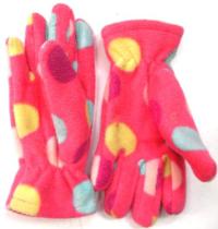 Růžové fleecové rukavičky s puntíky zn. Ethel Austin 