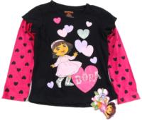 Outlet - Černo-růžové triko s Dorou zn. Nickelodeon