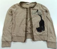 Béžový propínací svetr s kočičkou zn. H&M