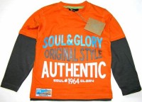 Outlet - Oranžovo-šedé triko s nápisem zn. Soul&Glory