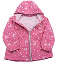 Růžová softshellová bunda s hvězdičkami a jednorožci a kapucí zn. Kiki&Koko