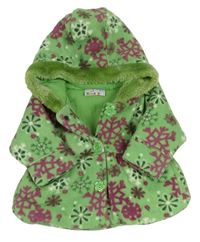 Zelená květinová fleecová zateplená bunda s kapucí zn. Smily