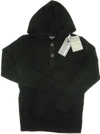 Outlet - Dámský černý svetr s kapucí