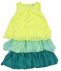 Žluto-mátovo-zelené šifonové šaty zn. Y.F.K.