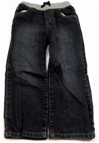 Tmavomodro-šedé riflové straight fit kalhoty 