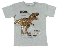 Světlešedé tričko s dinosaurem a nápisy zn. Matalan
