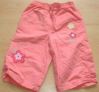 Růžové 3/4 šusťákové kalhoty s kytičkami zn. St. Bernard
