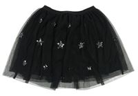 Černá tylová sukně s hvězdičkami z flitrů a třpytivým pasem zn. Nutmeg