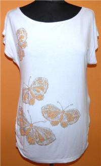 Dámské bílé tričko s motýlky zn. H&M