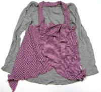 Šedo-růžové pruhované triko zn.Mothercare 