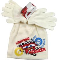 Nové - 2set - Smetanová čepička+rukavičky s Cars zn. Disney 
