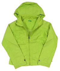 Zelená šusťáková jarní bunda s logem a odepínací kapucí zn. Benetton