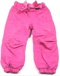 Růžové plátěné oteplené kalhoty s mašlí zn. H&M