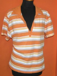 Dámské oranžovo-bílé pruhované tričko s límečkem zn. St. John´s Bay